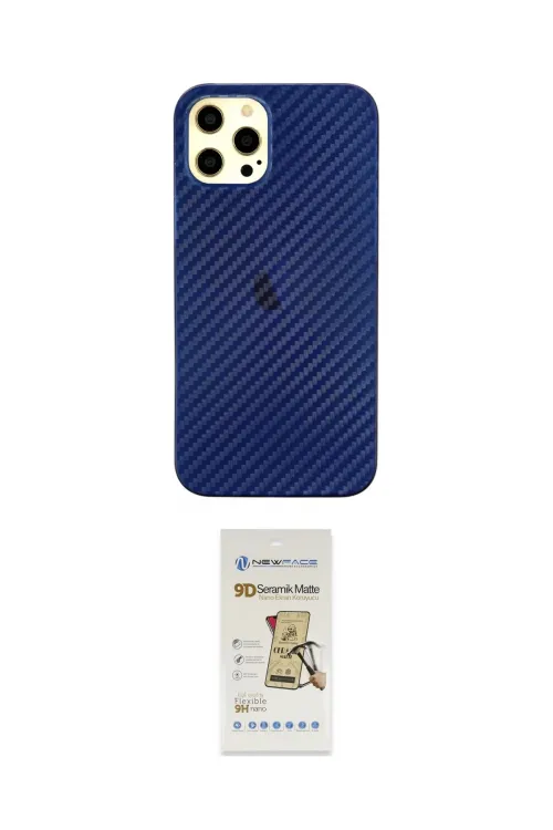 ieg™ iPhone 12 Pro Max Kılıf Nova Çizgi - Siyah Mat Seramik Nano Ekran Koruyucu