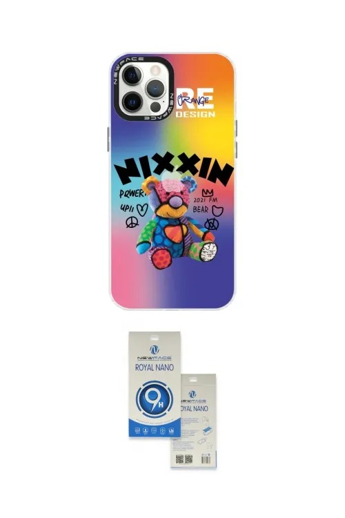 ieg™ iPhone 12 Pro Max Kılıf Siluet Çizgi Koleksiyonu - Şeffaf Royal Nano Ekran Koruyucu