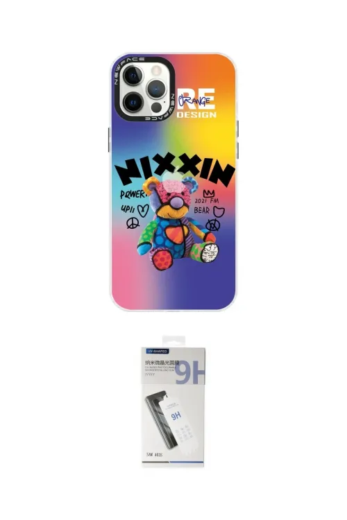 ieg™ iPhone 12 Pro Max Kılıf Siluet Çizgi Koleksiyonu - Şeffaf Uv Polymer Nano Ekran Koruyucu