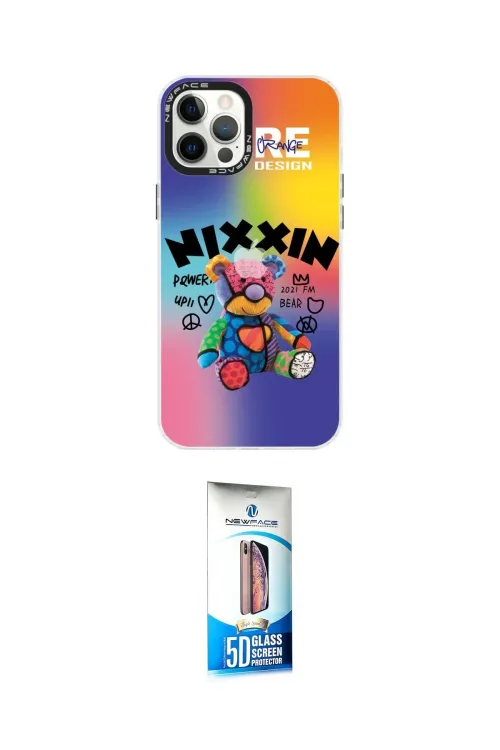 ieg™ iPhone 12 Pro Max Kılıf Siluet Çizgi Koleksiyonu - Siyah 5D Eko Cam Ekran Koruyucu