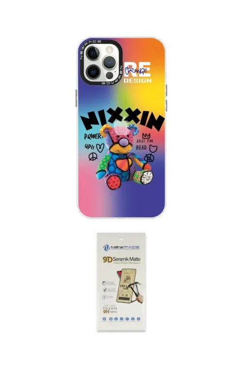 ieg™ iPhone 12 Pro Max Kılıf Siluet Çizgi Koleksiyonu - Siyah Mat Seramik Nano Ekran Koruyucu