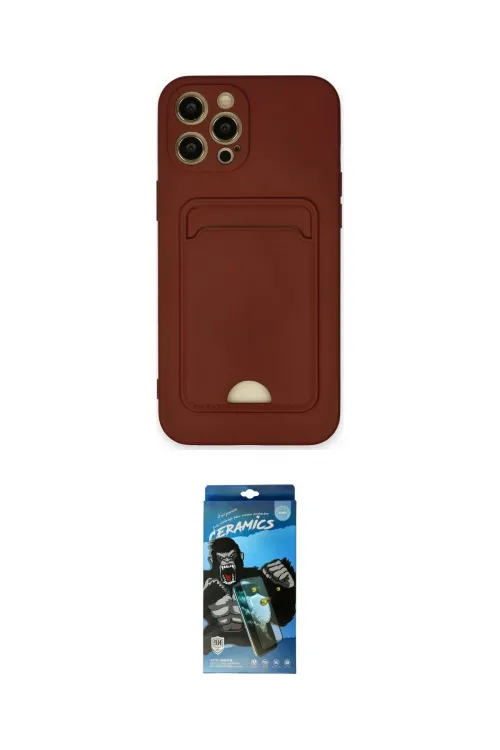 ieg™ iPhone 12 Pro Max Kılıf Vadi Çizgi Prime - Siyah 34D Izgaralı Cam