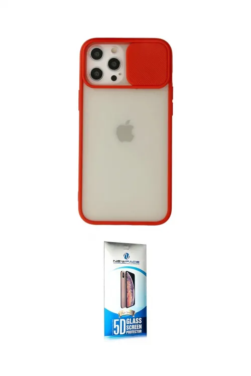 ieg™ iPhone 12 Pro Max Kılıf Vadi Çizgi - Siyah 5D Eko Cam Ekran Koruyucu