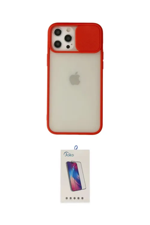 ieg™ iPhone 12 Pro Max Kılıf Vadi Çizgi - Siyah Joko 5D Cam