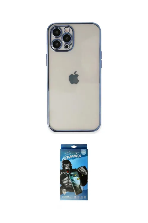 ieg™ iPhone 12 Pro Max Kılıf Vadi Minimal - Siyah 34D Izgaralı Cam
