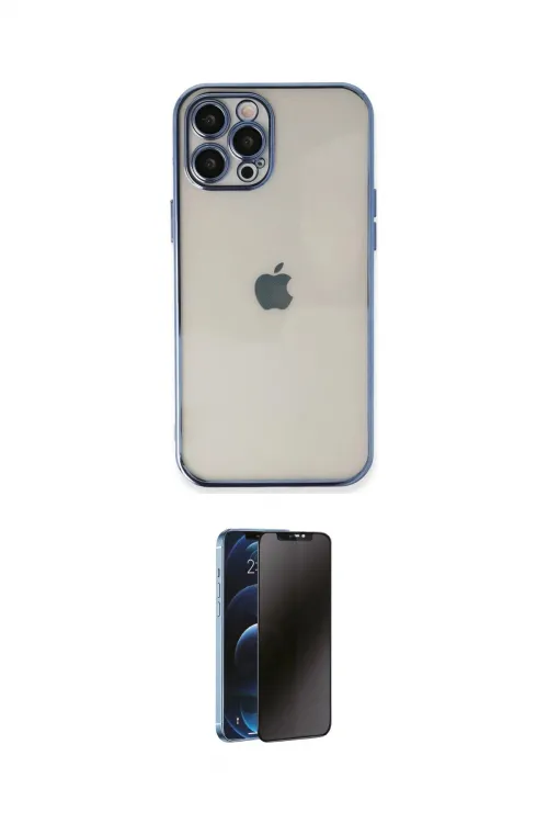 ieg™ iPhone 12 Pro Max Kılıf Vadi Minimal - Siyah 3D Antistatik Hayalet Cam Ekran Koruyucu