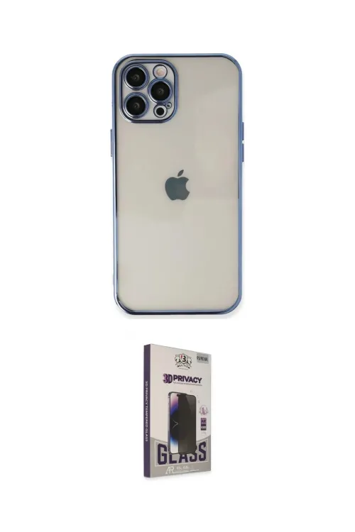 ieg™ iPhone 12 Pro Max Kılıf Vadi Minimal - Siyah Bilvis Hayalet Cam Ekran Koruyucu