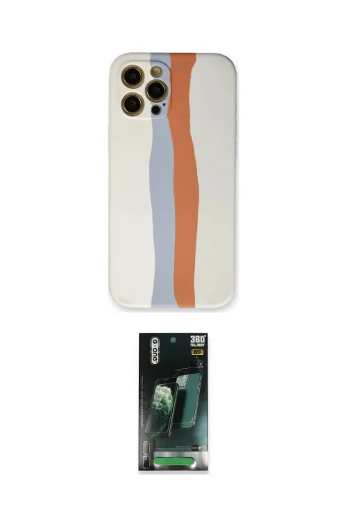 ieg™ iPhone 12 Pro Max Kılıf Yadigar Çizgi - Şeffaf 360 Full Body Arka Koruyucu