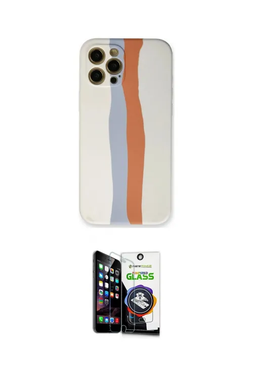 ieg™ iPhone 12 Pro Max Kılıf Yadigar Çizgi - Şeffaf Temperli Cam Ekran Koruyucu