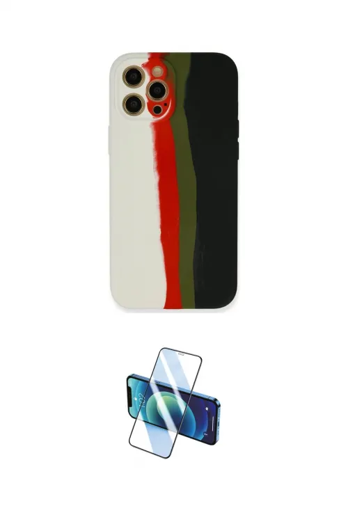 ieg™ iPhone 12 Pro Max Kılıf Yadigar Çizgi - Siyah 3D Antistatik Cam Ekran Koruyucu