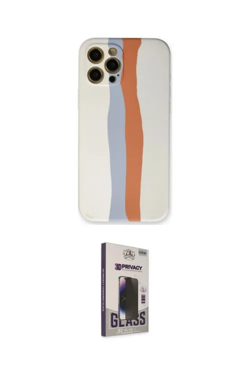ieg™ iPhone 12 Pro Max Kılıf Yadigar Çizgi - Siyah Bilvis Hayalet Cam Ekran Koruyucu
