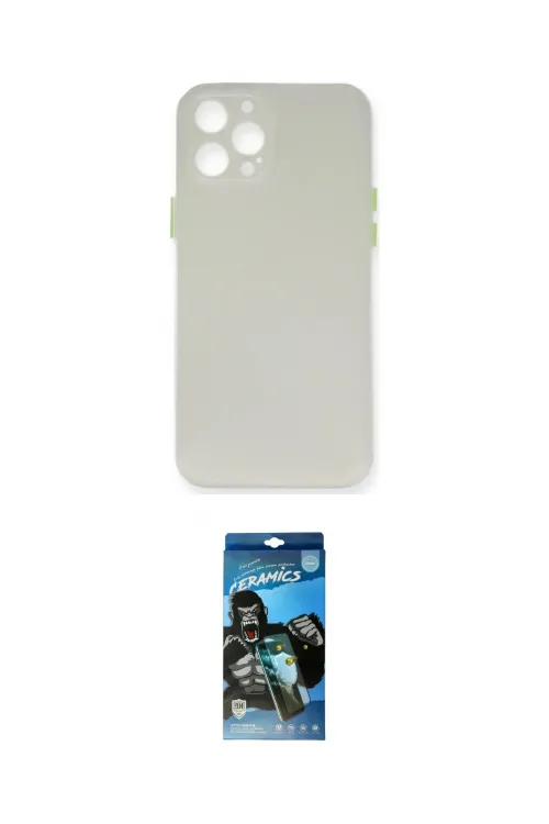 ieg™ iPhone 12 Pro Max Kılıf Yadigar Yansıma Serisi - Siyah 34D Izgaralı Cam
