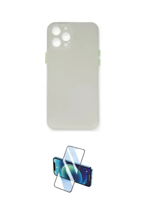 ieg™ iPhone 12 Pro Max Kılıf Yadigar Yansıma Serisi - Siyah 3D Antistatik Cam Ekran Koruyucu