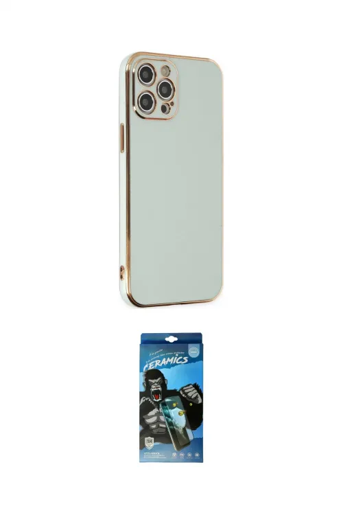 ieg™ iPhone 12 Pro Max Kılıf Yankı Serisi - Siyah 34D Izgaralı Cam
