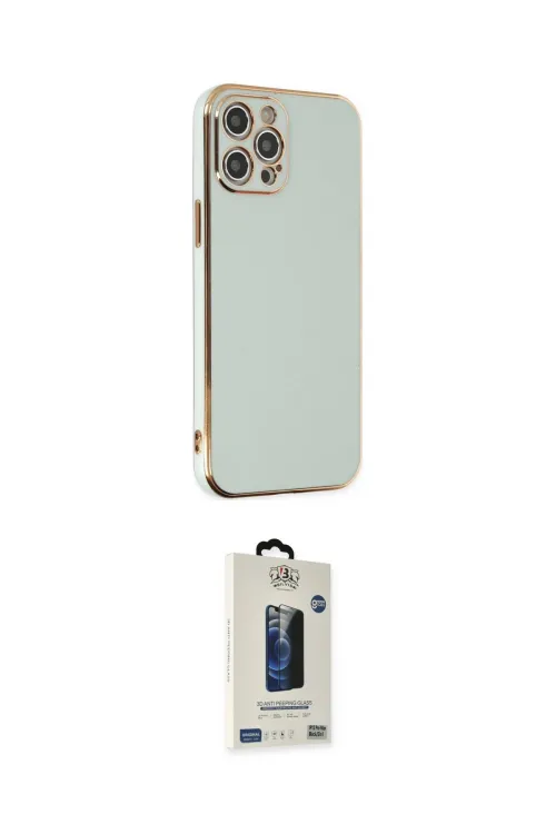 ieg™ iPhone 12 Pro Max Kılıf Yankı Serisi - Siyah Bilvis Hayalet Cam Ekran Koruyucu