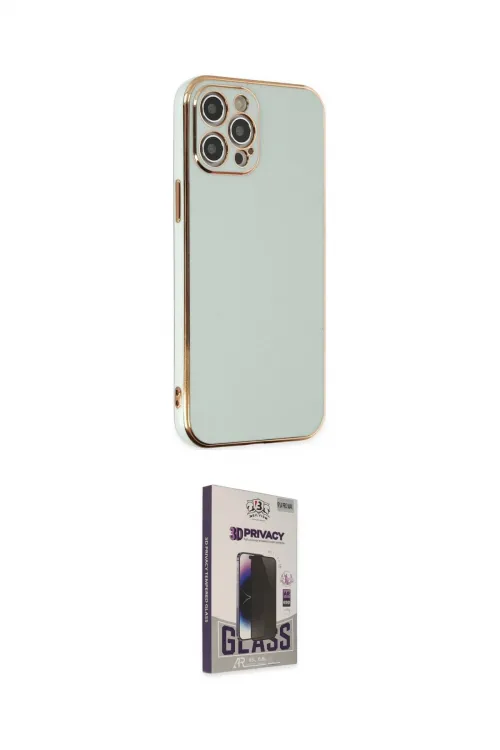 ieg™ iPhone 12 Pro Max Kılıf Yankı Serisi - Siyah Bilvis Hayalet Cam Ekran Koruyucu