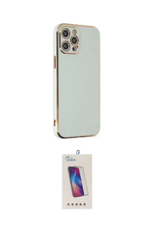ieg™ iPhone 12 Pro Max Kılıf Yankı Serisi - Siyah Joko 5D Cam