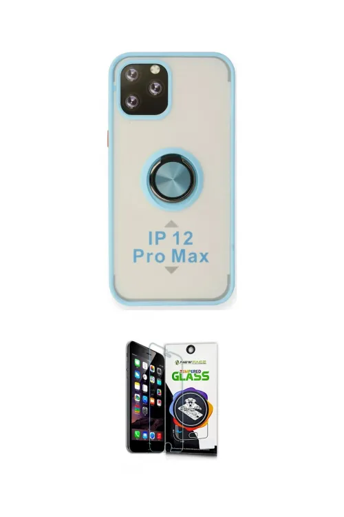 ieg™ iPhone 12 Pro Max Kılıf Yörünge Çizgi - Şeffaf Temperli Cam Ekran Koruyucu
