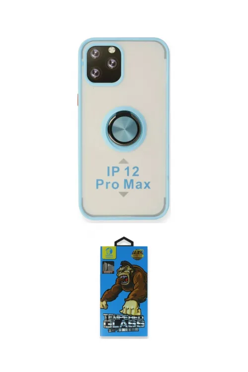 ieg™ iPhone 12 Pro Max Kılıf Yörünge Çizgi - Siyah 18D Cam Ekran Koruyucu