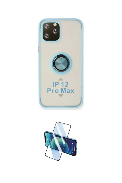 ieg™ iPhone 12 Pro Max Kılıf Yörünge Çizgi - Siyah 3D Antistatik Cam Ekran Koruyucu