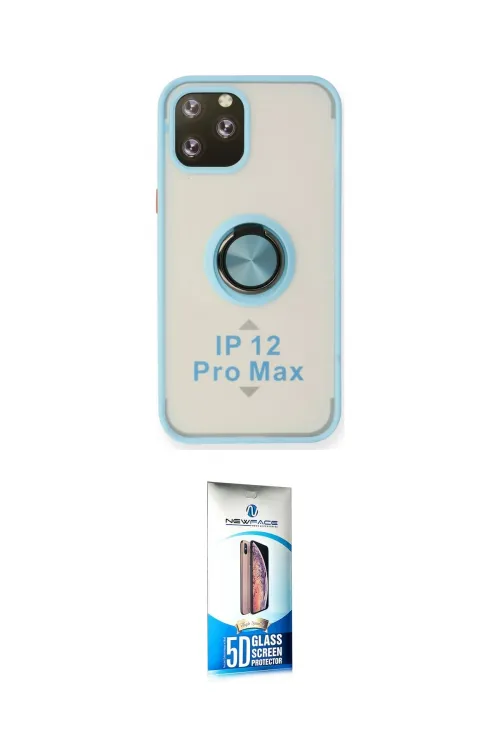 ieg™ iPhone 12 Pro Max Kılıf Yörünge Çizgi - Siyah 5D Eko Cam Ekran Koruyucu