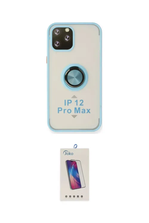 ieg™ iPhone 12 Pro Max Kılıf Yörünge Çizgi - Siyah Joko 5D Cam