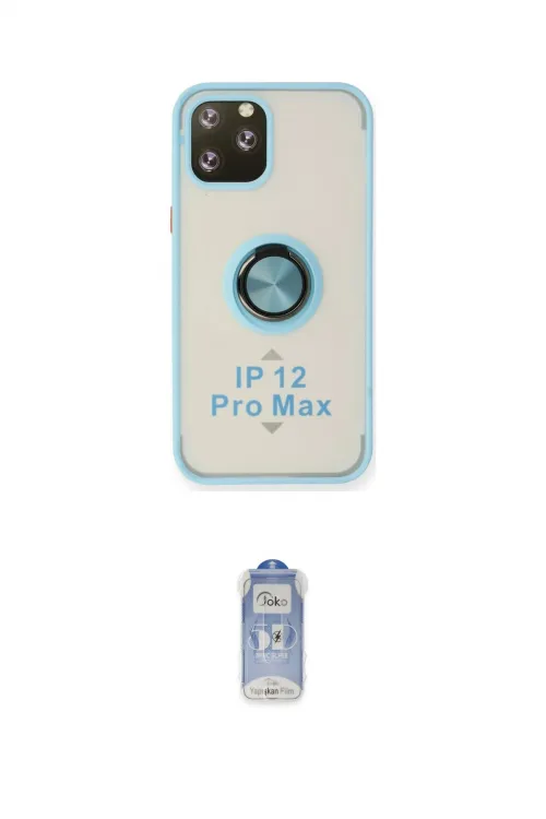 ieg™ iPhone 12 Pro Max Kılıf Yörünge Çizgi - Siyah Joko Magic 5D Cam