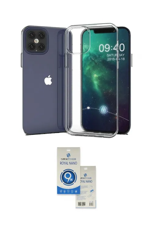 ieg™ iPhone 12 Pro Max Kılıf Zirve Doku - Şeffaf Royal Nano Ekran Koruyucu