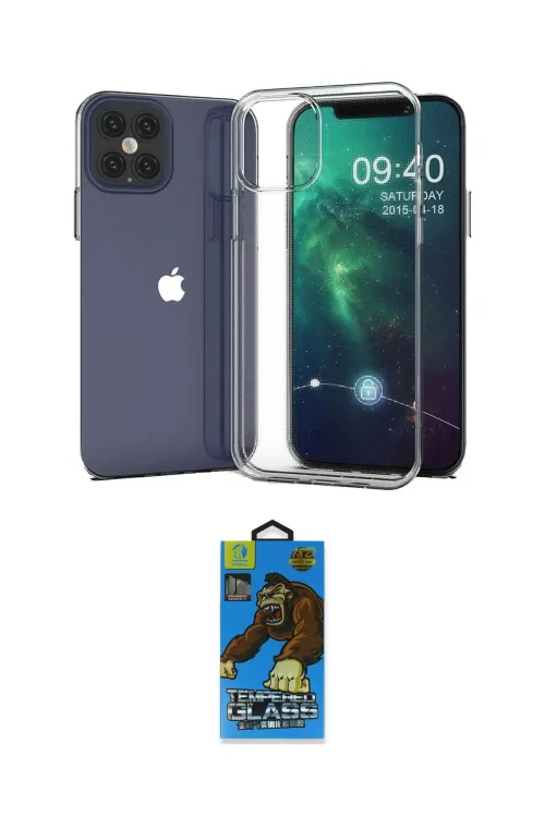 ieg™ iPhone 12 Pro Max Kılıf Zirve Doku - Siyah 18D Cam Ekran Koruyucu