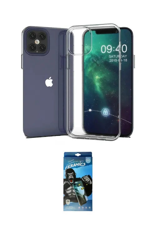 ieg™ iPhone 12 Pro Max Kılıf Zirve Doku - Siyah 34D Izgaralı Cam