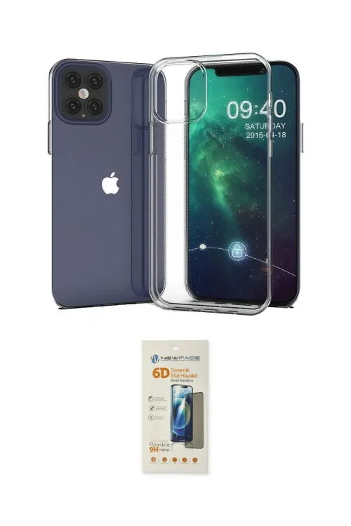 ieg™ iPhone 12 Pro Max Kılıf Zirve Doku - Siyah 6D Mat Seramik Hayalet Nano Ekran Koruyucu