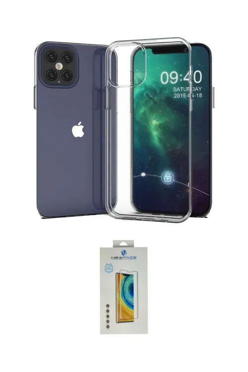 ieg™ iPhone 12 Pro Max Kılıf Zirve Doku - Siyah Polymer Nano Ekran Koruyucu