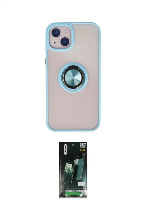ieg™ iPhone 13 Kılıf Yörünge Çizgi - Şeffaf 360 Full Body Arka Koruyucu