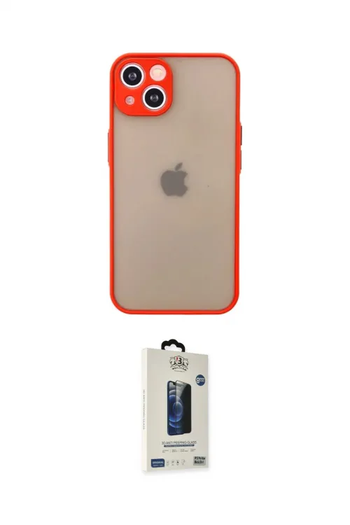 ieg™ iPhone 13 Mini Kılıf Ahenk Çizgi Serisi - Siyah Bilvis Hayalet Cam Ekran Koruyucu