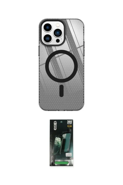 ieg™ iPhone 13 Pro Kılıf Doruk Prime - Şeffaf 360 Full Body Arka Koruyucu
