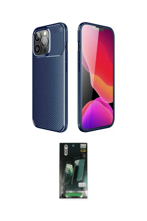 ieg™ iPhone 13 Pro Kılıf Eksen Form Prime - Şeffaf 360 Full Body Arka Koruyucu