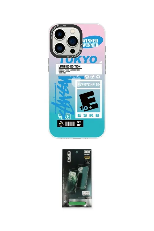 ieg™ iPhone 13 Pro Kılıf Siluet Çizgi Koleksiyonu - Şeffaf 360 Full Body Arka Koruyucu
