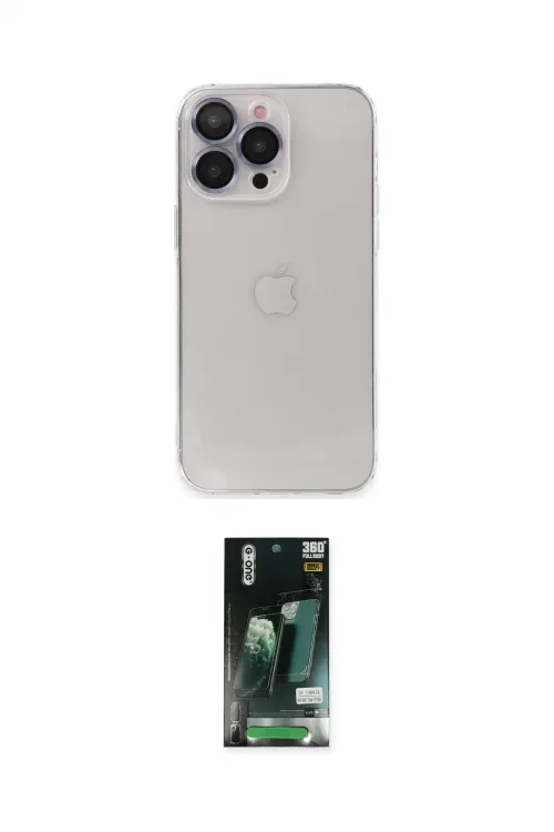 ieg™ iPhone 13 Pro Kılıf Ufuk Minimal Özel Seri - Şeffaf 360 Full Body Arka Koruyucu