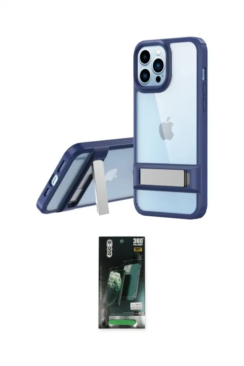 ieg™ iPhone 13 Pro Kılıf Yadigar Yansıma - Şeffaf 360 Full Body Arka Koruyucu