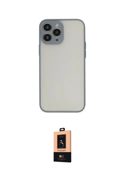 ieg™ iPhone 13 Pro Max Kılıf Ahenk Çizgi Serisi - Şeffaf Maxco Cam Ekran Koruyucu
