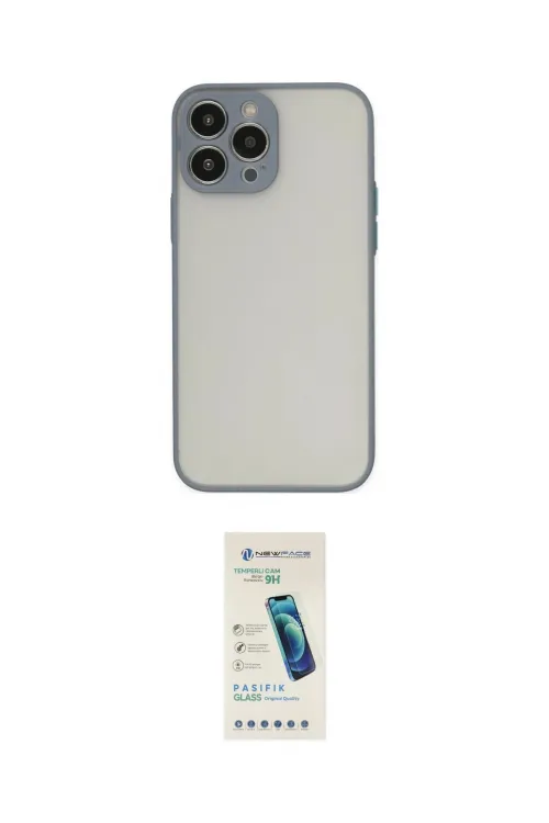 ieg™ iPhone 13 Pro Max Kılıf Ahenk Çizgi Serisi - Şeffaf Pasifik Cam Ekran Koruyucu