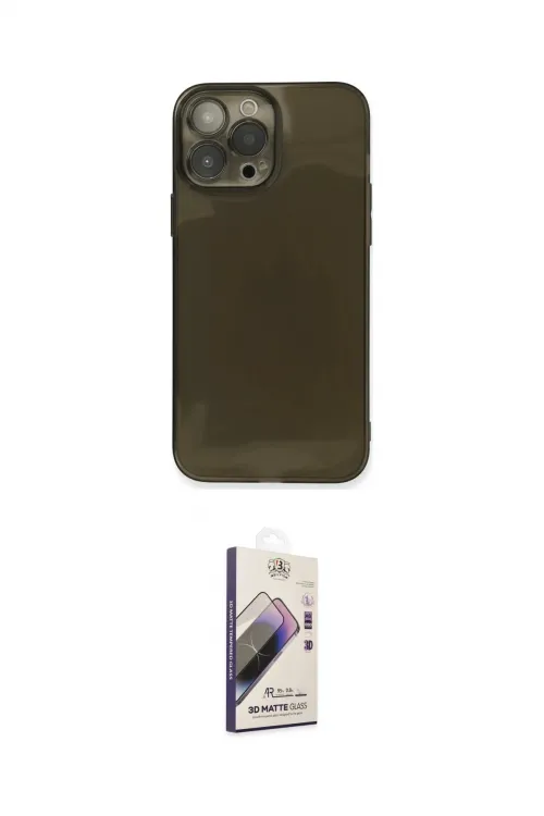 ieg™ iPhone 13 Pro Max Kılıf Ahenk Doku - Siyah Bilvis 3D Mat Cam Ekran Koruyucu