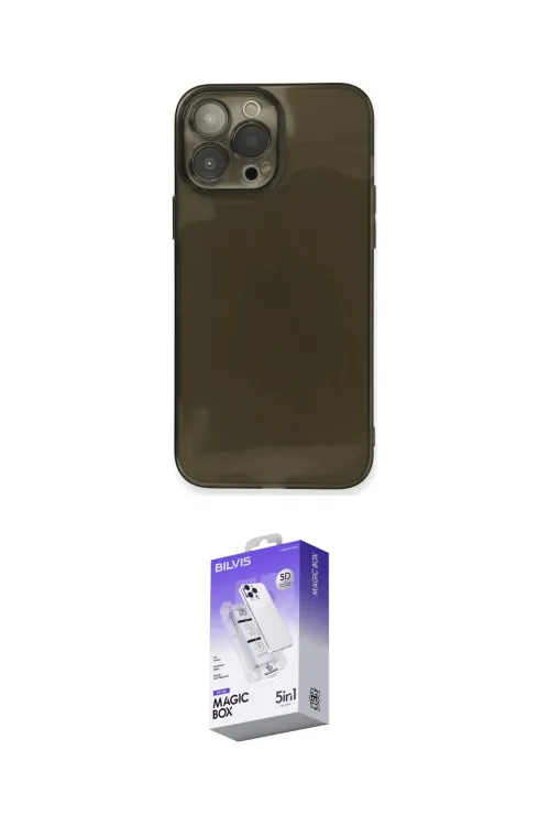 ieg™ iPhone 13 Pro Max Kılıf Ahenk Doku - Siyah Bilvis 5in1 3D Magic Cam Ekran Koruyucu