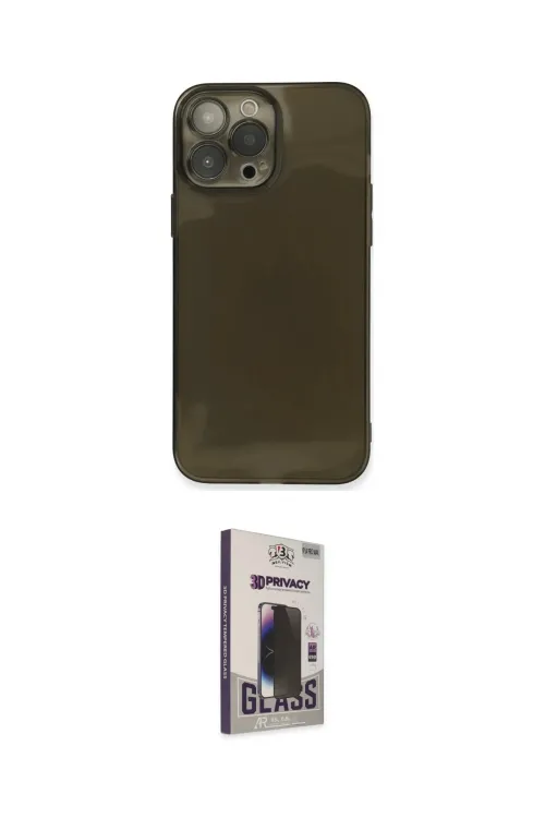 ieg™ iPhone 13 Pro Max Kılıf Ahenk Doku - Siyah Bilvis Hayalet Cam Ekran Koruyucu