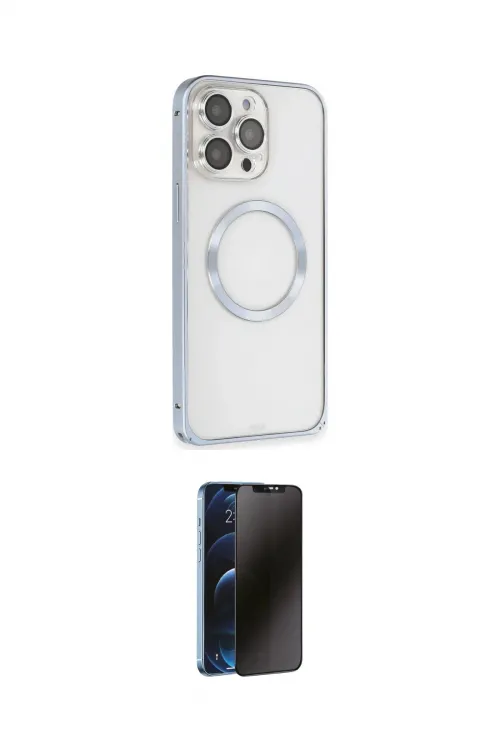ieg™ iPhone 13 Pro Max Kılıf Ahenk Işık Serisi - Siyah 3D Antistatik Hayalet Cam Ekran Koruyucu