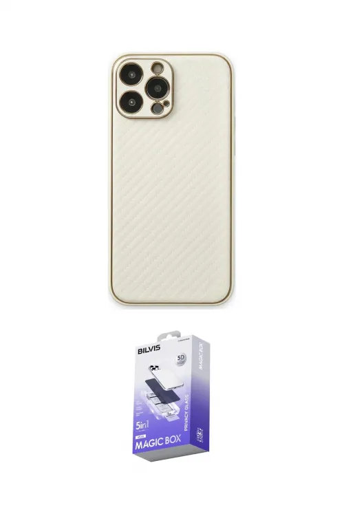 ieg™ iPhone 13 Pro Max Kılıf Ahenk Işık - Siyah Bilvis 5in1 5D Magic Hayalet Cam Ekran Koruyucu