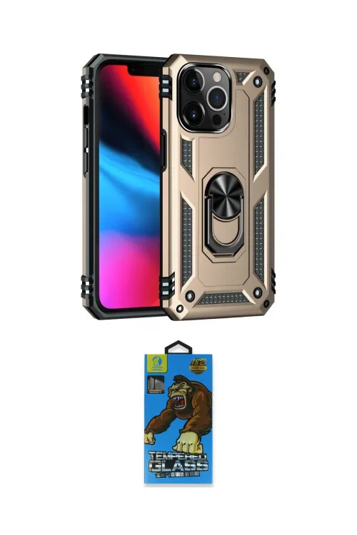 ieg™ iPhone 13 Pro Max Kılıf Ahenk Klasik Koleksiyonu - Siyah 18D Cam Ekran Koruyucu