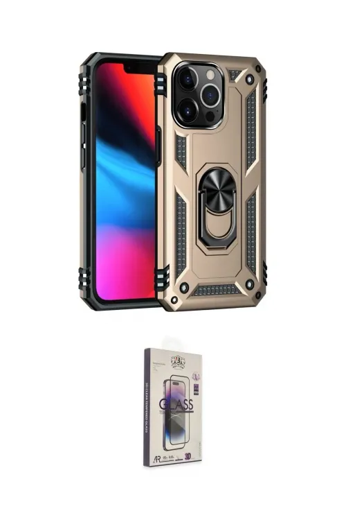 ieg™ iPhone 13 Pro Max Kılıf Ahenk Klasik Koleksiyonu - Siyah Bilvis 3D Cam Ekran Koruyucu