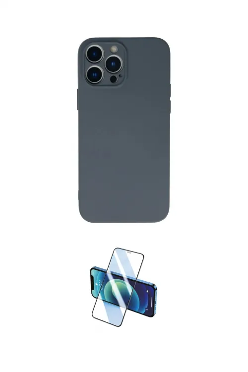 ieg™ iPhone 13 Pro Max Kılıf Ahenk Serisi - Siyah 3D Antistatik Cam Ekran Koruyucu