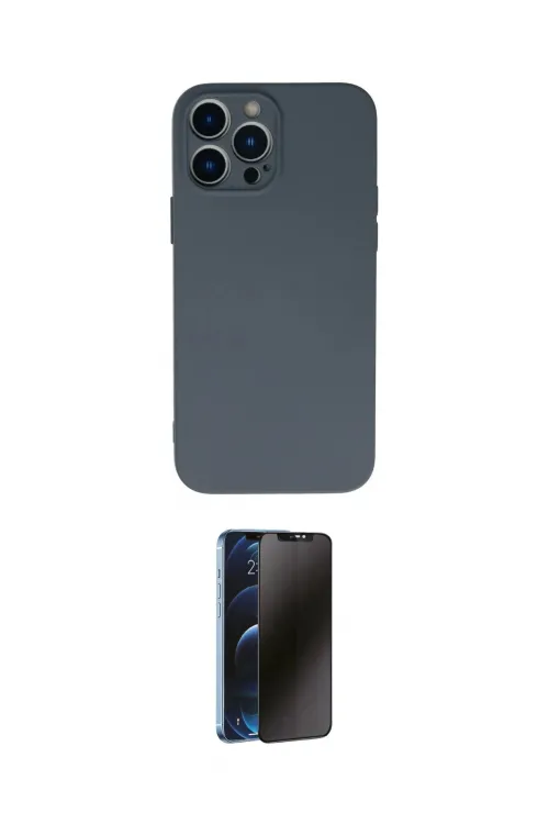 ieg™ iPhone 13 Pro Max Kılıf Ahenk Serisi - Siyah 3D Antistatik Hayalet Cam Ekran Koruyucu